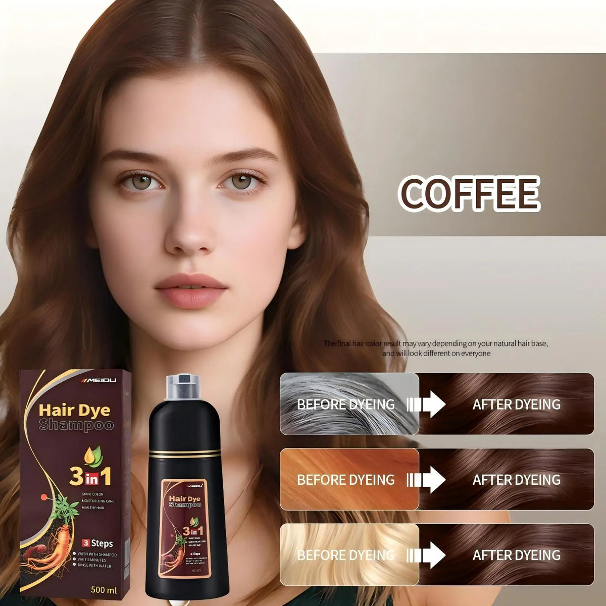 Meidu 3in1 Hair Dye Shampoo Easy To Use | Premium Care