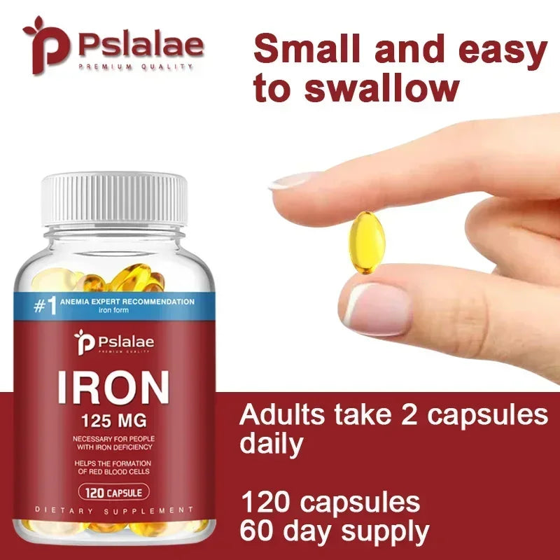 Iron Supplement 125mg - Maximize Absorption, Support Cellular Energy, and Promote Normal Red Blood Cell Production