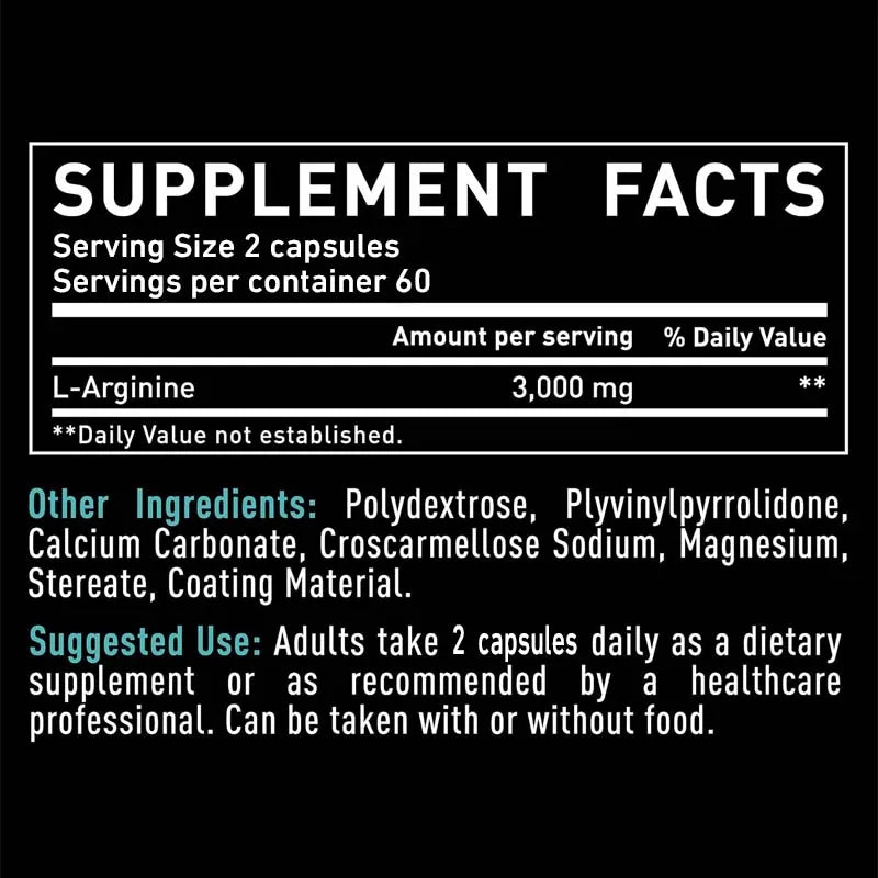 L-Arginine 3000mg Nitric Oxide Booster – Peak Athletic Performance, Endurance & Muscle Growth