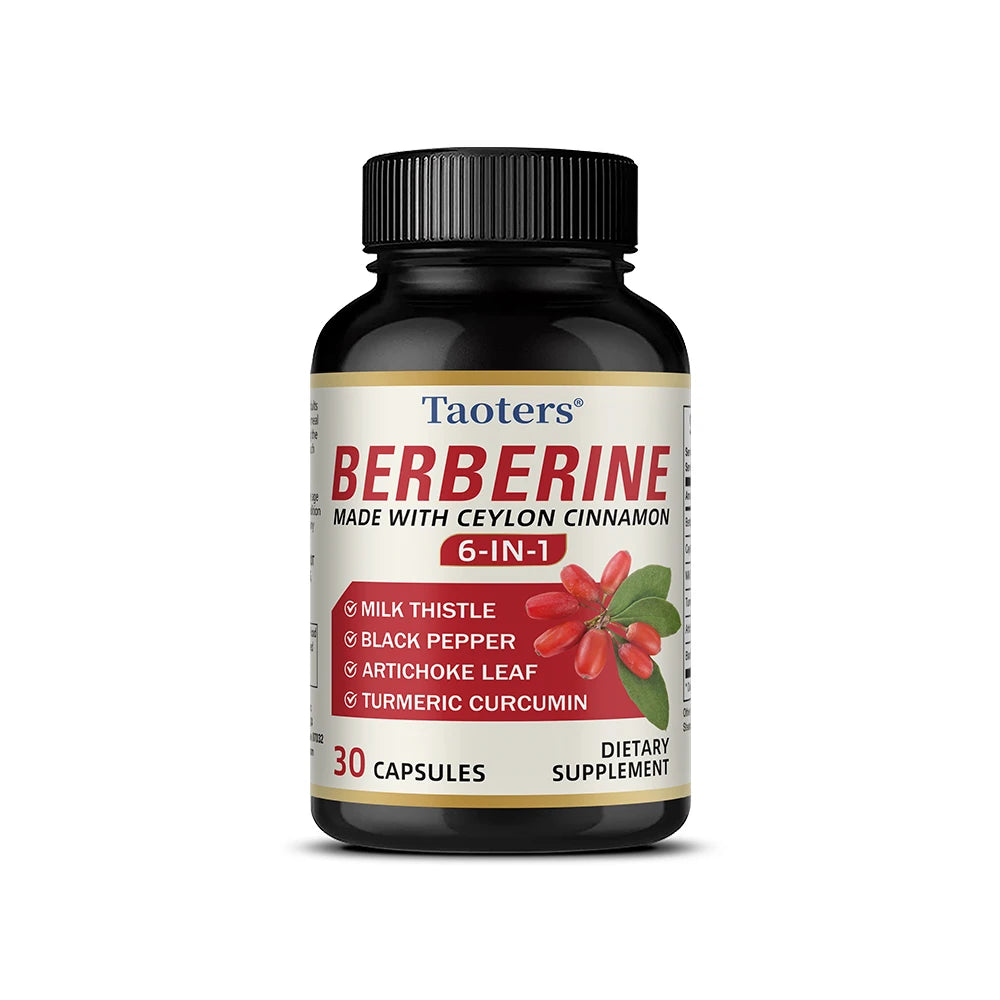 6 in 1 Supplement,Berberine with Ceylon Cinnamon,Turmeric,Milk Thistle,Artichoke,Black Pepper,Support Digestive Liver Health