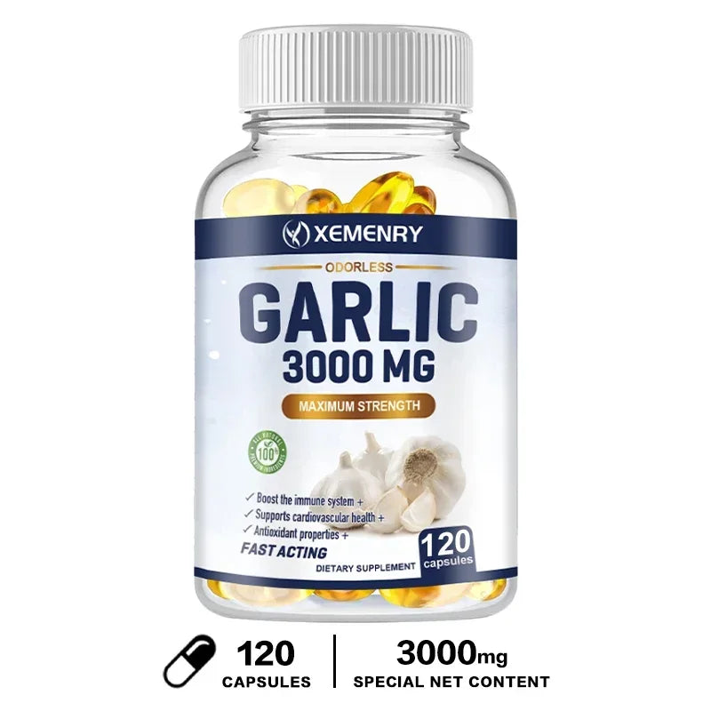 Garlic Supplement - Balances Cholesterol, Good for Heart Health, for Immune and Cardiovascular, Cholesterol Health