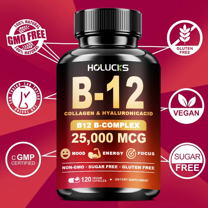 High Potency B12 Supplement, with Hydrolyzed Keratin & MSM, for Nervous System Health, Fatigue Relief, Immune, Focus, Vitality