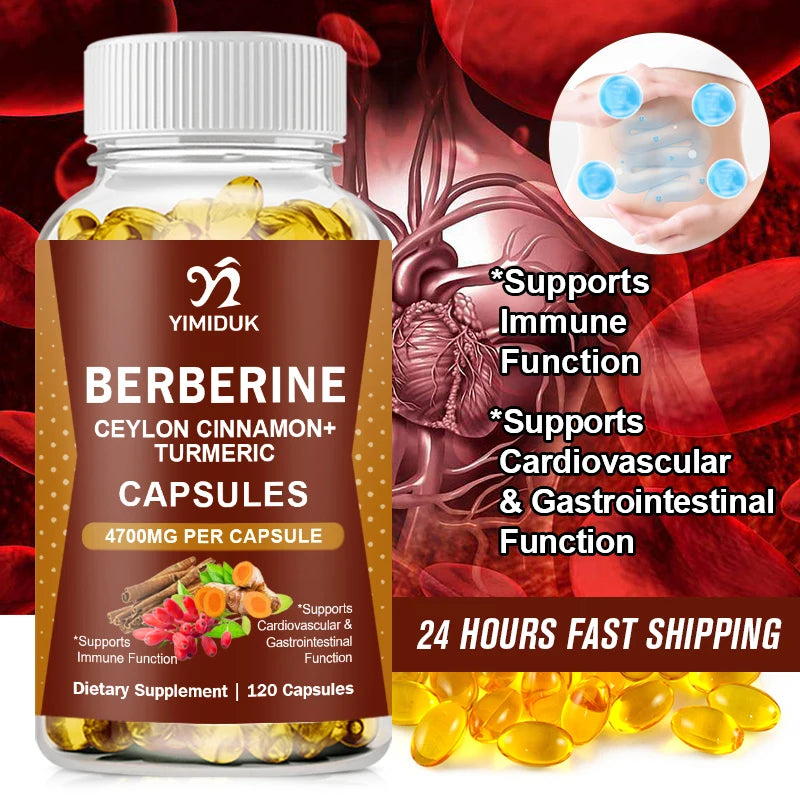 Premium Berberine HCl Supplement Capsules 1200mg – Supports Healthy Blood Sugar, Metabolism & Immune System