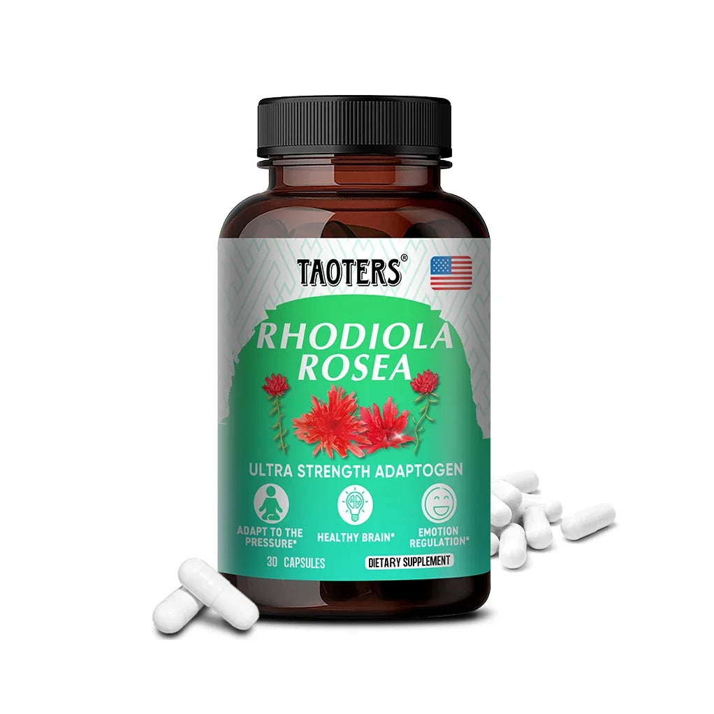 100% Natural Plant Rhodiola Rosea Capsule Supplement - Super Adaptogen Helps Relieve Stress, Healthy Brain & Mood Regulation