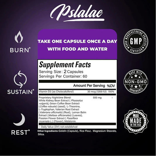 Nighttime Fat Burner Supplement - for Weight Loss, Boost Metabolism, Suppress Appetite Diet,Healthy Weight Management