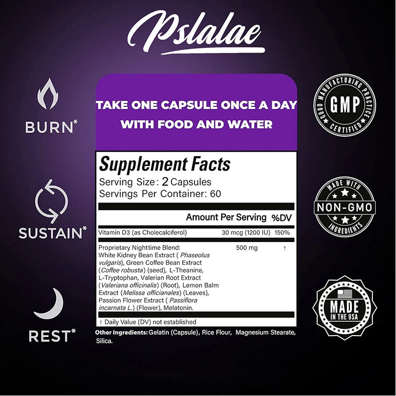 Nighttime Fat Burner Supplement - for Weight Loss, Boost Metabolism, Suppress Appetite Diet,Healthy Weight Management
