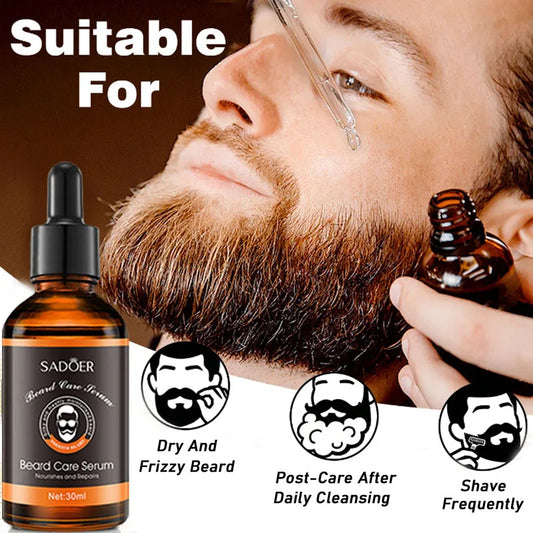 Men's Beard Care Set, Beard Oil, Beard Balm, Moisturizing, Nourishing, Softening and Smoothing, with Trimming Tools & Bear