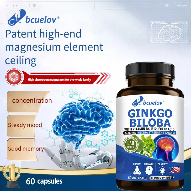 Advanced Nootropic Brain Booster Supplement Improves Memory,Enhances Focus,Boosts Nerve Energy & IQ Health Vitamins B12, B6