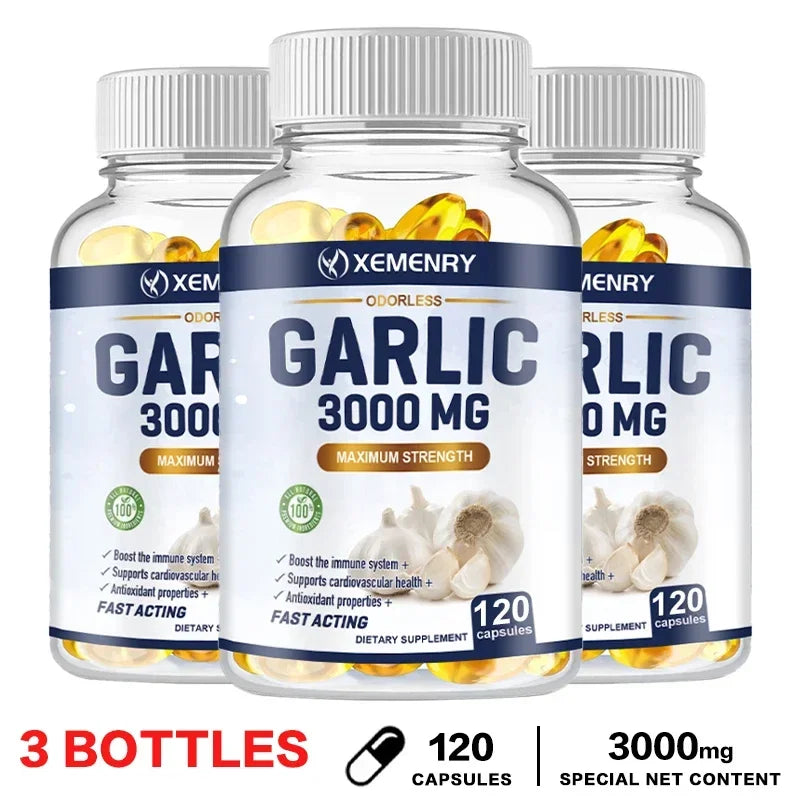 Garlic Supplement - Balances Cholesterol, Good for Heart Health, for Immune and Cardiovascular, Cholesterol Health