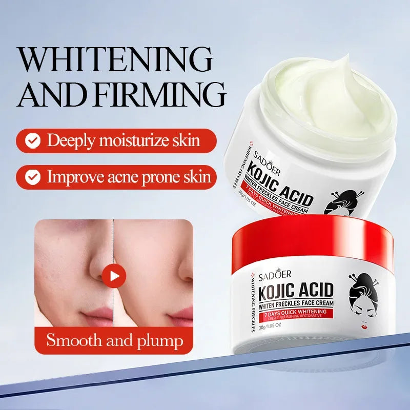 1/2/4pcs SADOER Kojic Acid Face Cream Moisturizing Freckle Removing Creams Brightening Hydrating Facial Cream Skin Care Products