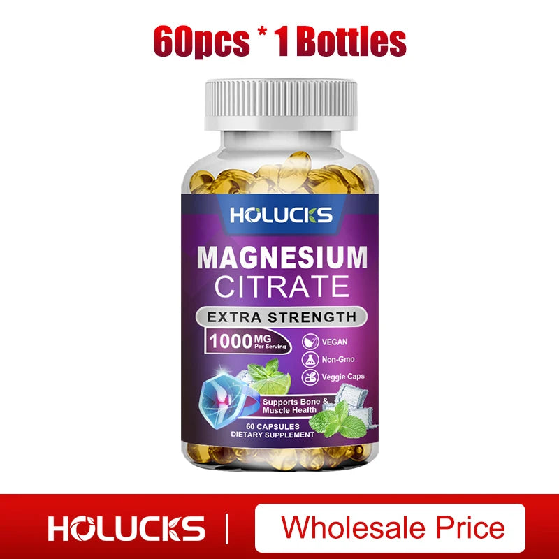 Buy 2 Get 2 Free! High Potency Magnesium Citrate Supplement - for Muscle, Nerve, Bone and Heart Health Support, Gluten-Free