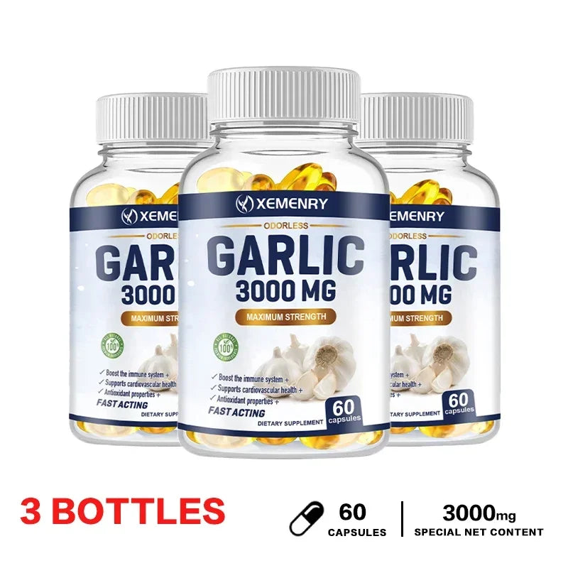 Garlic Supplement - Balances Cholesterol, Good for Heart Health, for Immune and Cardiovascular, Cholesterol Health