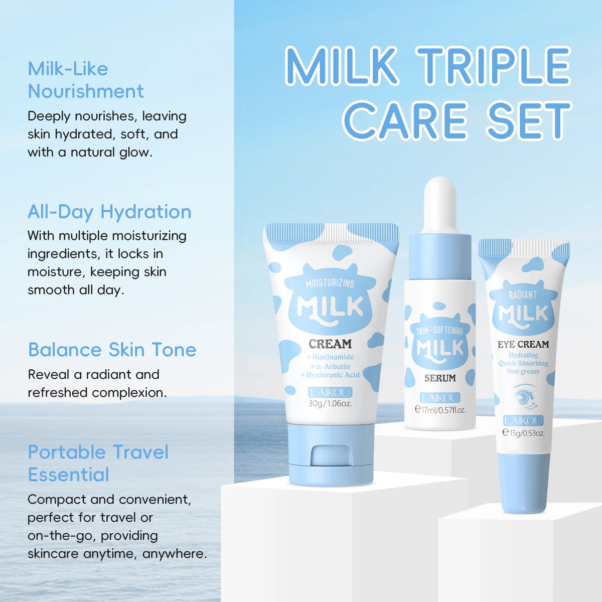 Laikou Milk Glowing Trio Set Deep Nourishment Kit | Premium Care