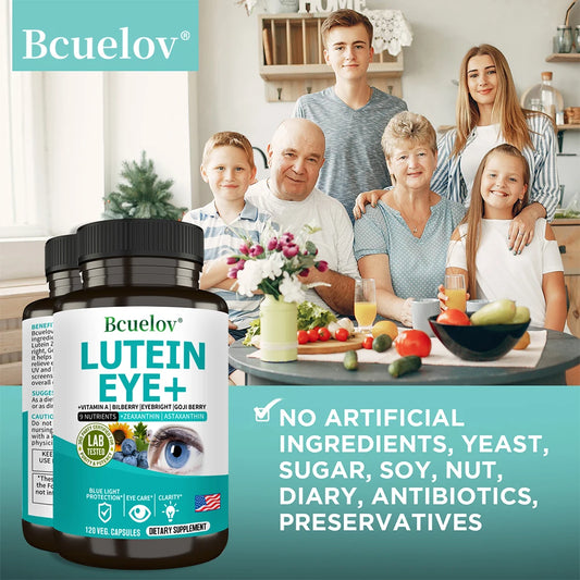 Lutein Supplement Containing Vitamin A, Zeaxanthin, Astaxanthin, and Bilberry Extract To Support Vision Health and Eye Health