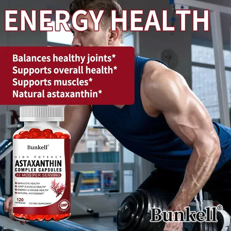 Astaxanthin 32 Mcg Supplement with EPA, DHA, Krill Oil, Supports Healthy Vision, Gut Health and Circulation, Strong Antioxidant