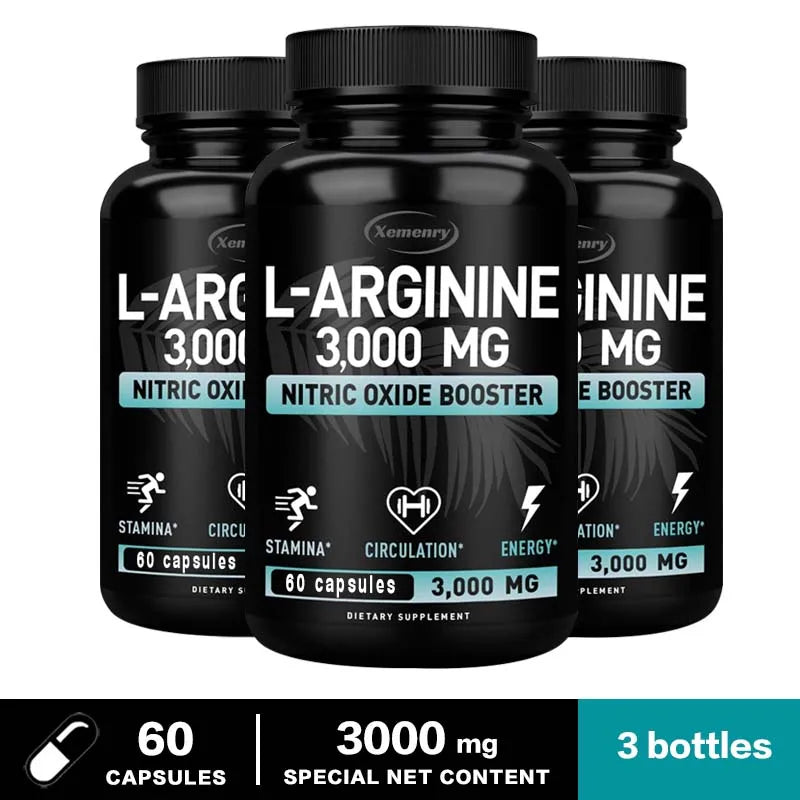 L-Arginine 3000mg Nitric Oxide Booster – Peak Athletic Performance, Endurance & Muscle Growth