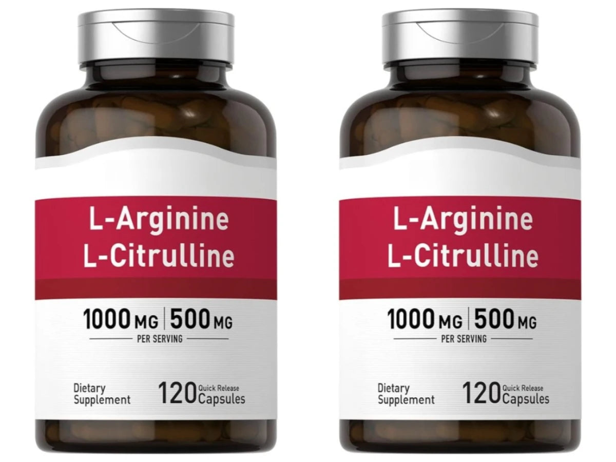 L-Arginine & L-Citrulline Complex (1500mg, 120 Count) – Dual-Action Nitric Oxide for Blood Flow & Physical Energy