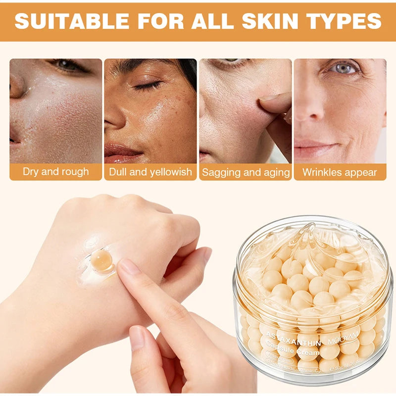 Korean Salmon DNA Capsule Face Cream, Centella Astaxanthin Grape Seed Moisturizer, Firming Soothing Skin Barrier Care Skincare