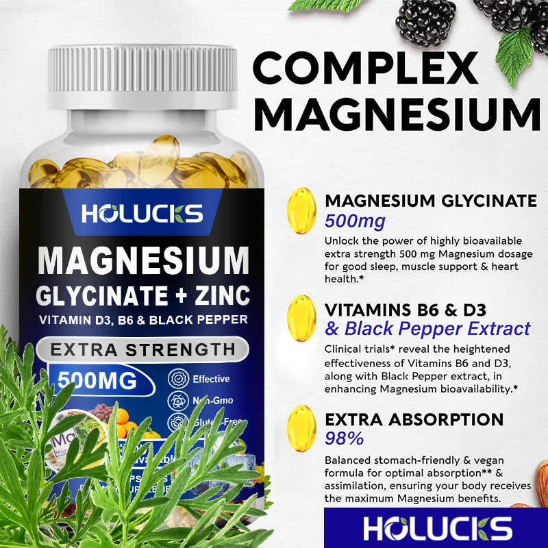 Pure Magnesium Glycinate & Zinc Complex – Restful Sleep, Muscle Recovery & Immune Defense