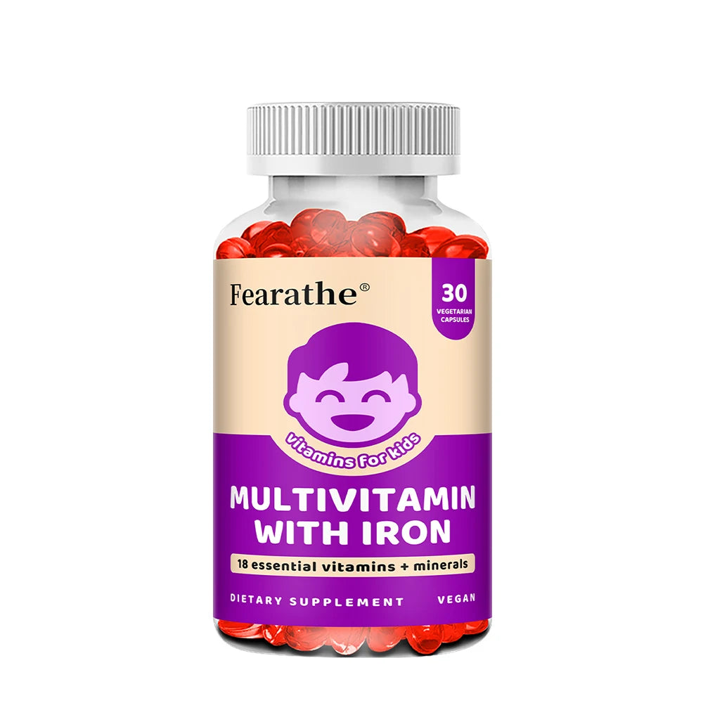 Kids Multivitamin Softgels with Iron, Zinc & Biotin, Daily Nutritional Supplement for Kids’ Growth, Immune & Brain Support
