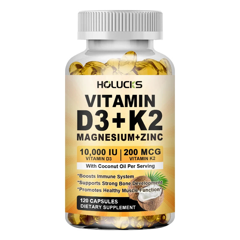 4-in-1 Vitamin Supplement, with D3 K2 MK7 & Coconut Oil, Improve Mood, Immunity & Whole body Vitality