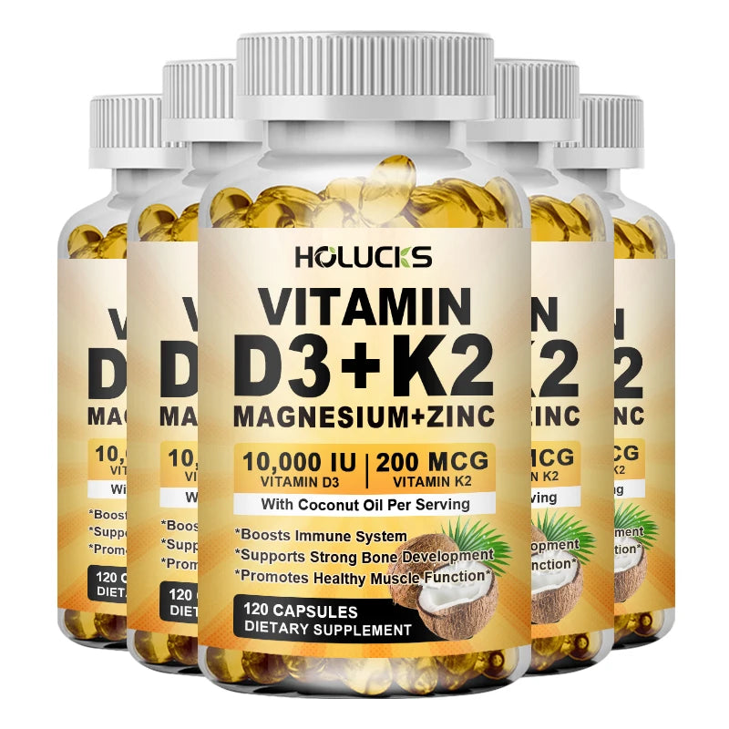4-in-1 Vitamin Supplement, with D3 K2 MK7 & Coconut Oil, Improve Mood, Immunity & Whole body Vitality