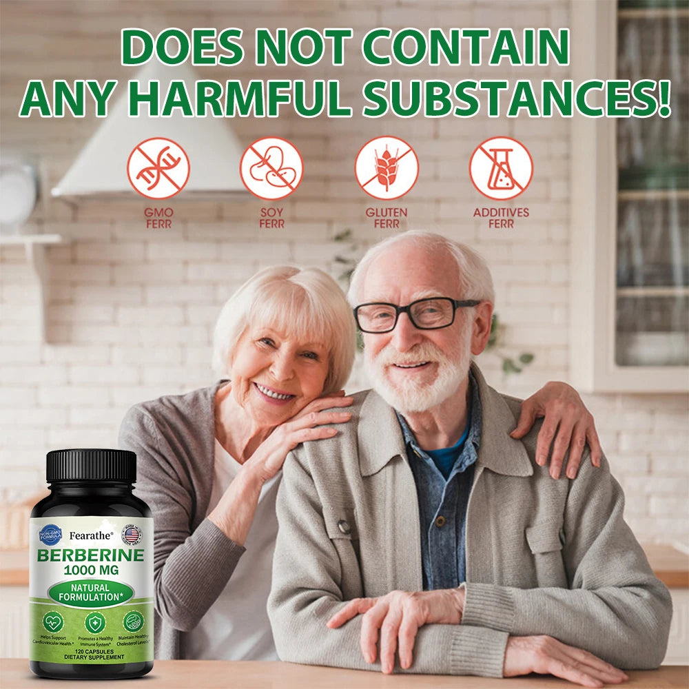 Berberine Supplement 1000 mg - Supports Heart Health, Immune System, GI Health, Cholesterol - Gluten Free, Dairy Free