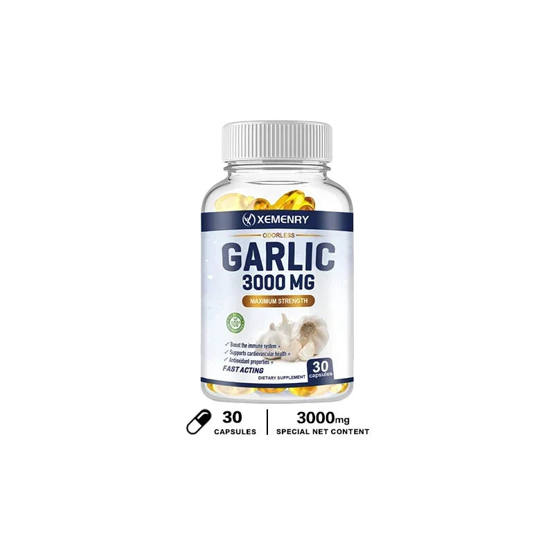 Garlic Supplement - Balances Cholesterol, Good for Heart Health, for Immune and Cardiovascular, Cholesterol Health