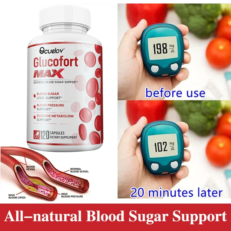 All-natural Blood Sugar Support Supplement Balances Blood Sugar, Blood Pressure, Glucose Metabolism, Non-GMO, Gluten-free