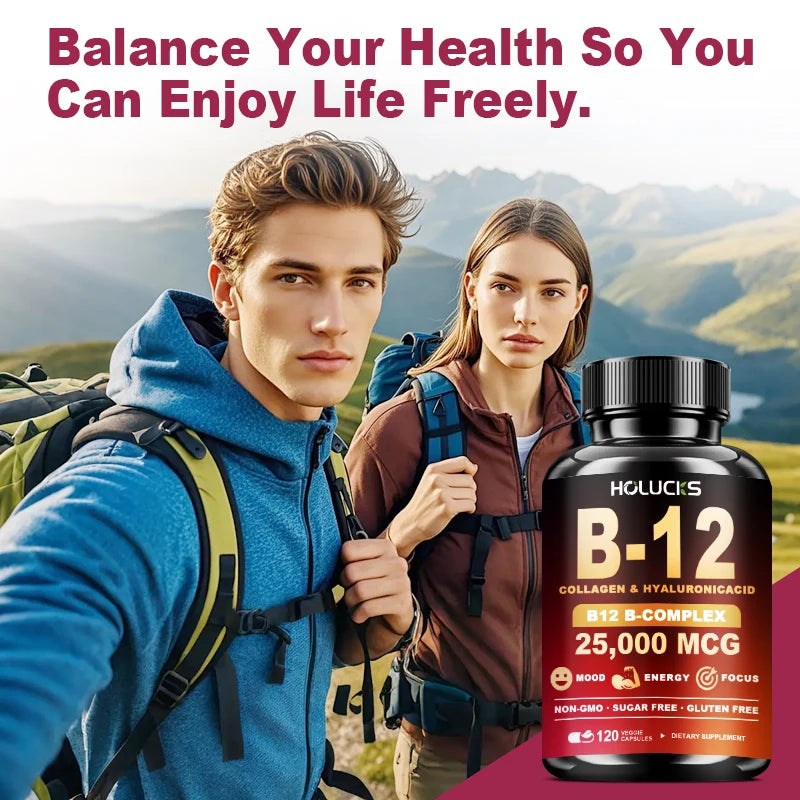 High Potency B12 Supplement, with Hydrolyzed Keratin & MSM, for Nervous System Health, Fatigue Relief, Immune, Focus, Vitality