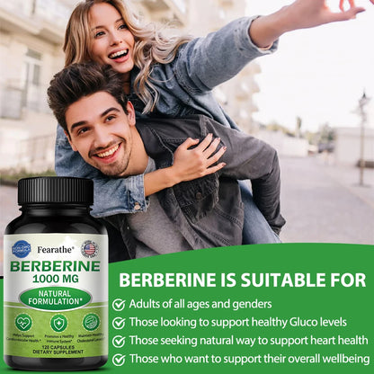 Berberine Supplement 1000 mg - Supports Heart Health, Immune System, GI Health, Cholesterol - Gluten Free, Dairy Free