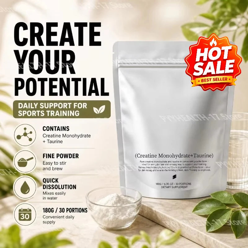 Micronized Creatine Monohydrate + Taurine Powder (180g / 30 Servings) – Explosive Strength & Muscle Hydration
