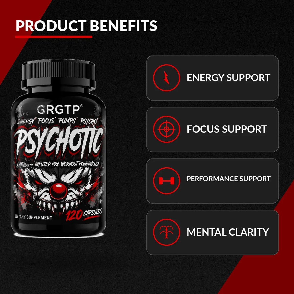 Psychotic High-Intensity Pre-Workout Matrix – Extreme Athletic Energy, Hyper-Focus, Muscle Power & Cognitive Mental Clarity