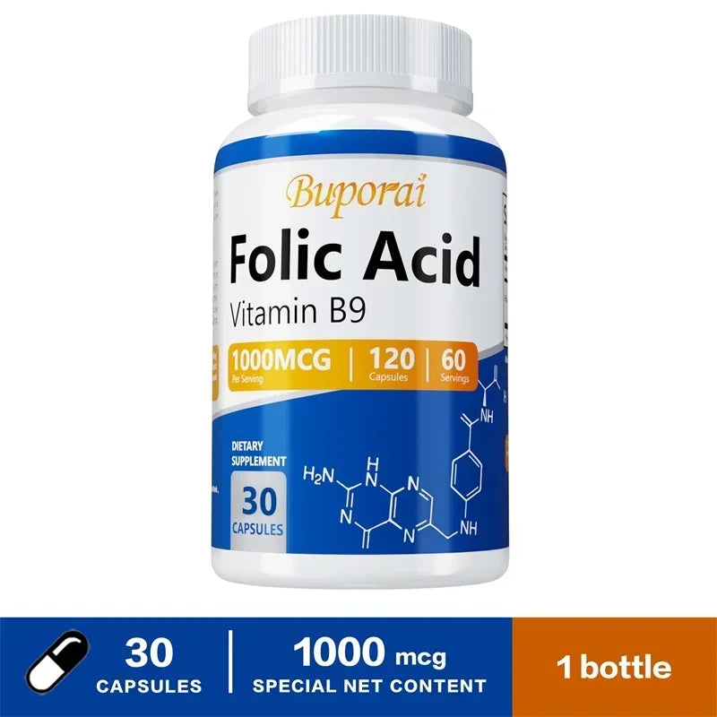 Folic Acid Capsules – Cardiovascular Care, Nerve Function & Complete Prenatal Health Support
