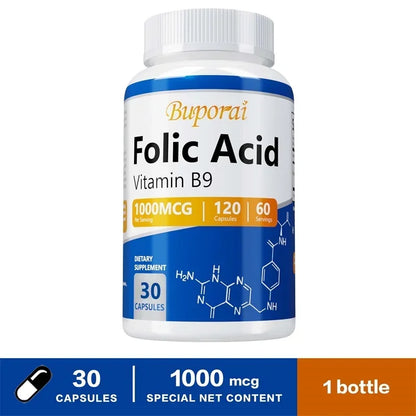 Folic Acid Capsules – Cardiovascular Care, Nerve Function & Complete Prenatal Health Support