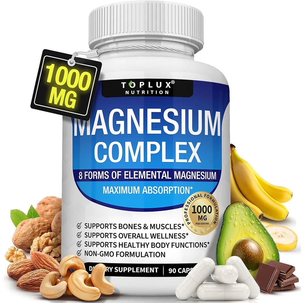 Advanced Multi-Magnesium Complex 1000mg – 8 Chelated Forms for Deep Sleep, Muscle & Calm (90 Capsules)