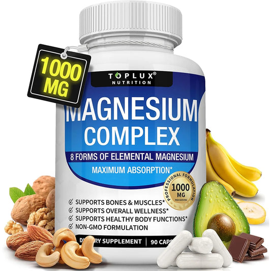 Advanced Multi-Magnesium Complex 1000mg – 8 Chelated Forms for Deep Sleep, Muscle & Calm (90 Capsules)