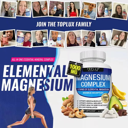Advanced Multi-Magnesium Complex 1000mg – 8 Chelated Forms for Deep Sleep, Muscle & Calm (90 Capsules)