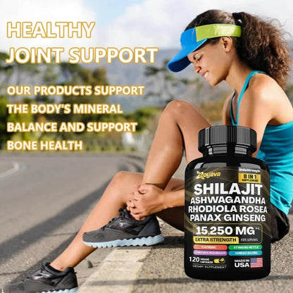 8 in 1 Supplements - Shilajit with Ginseng Ashwagandha for Brain, Memory, Concentration, Energy, Immune Health