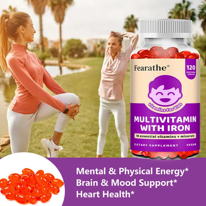 Kids Multivitamin Softgels with Iron, Zinc & Biotin, Daily Nutritional Supplement for Kids’ Growth, Immune & Brain Support