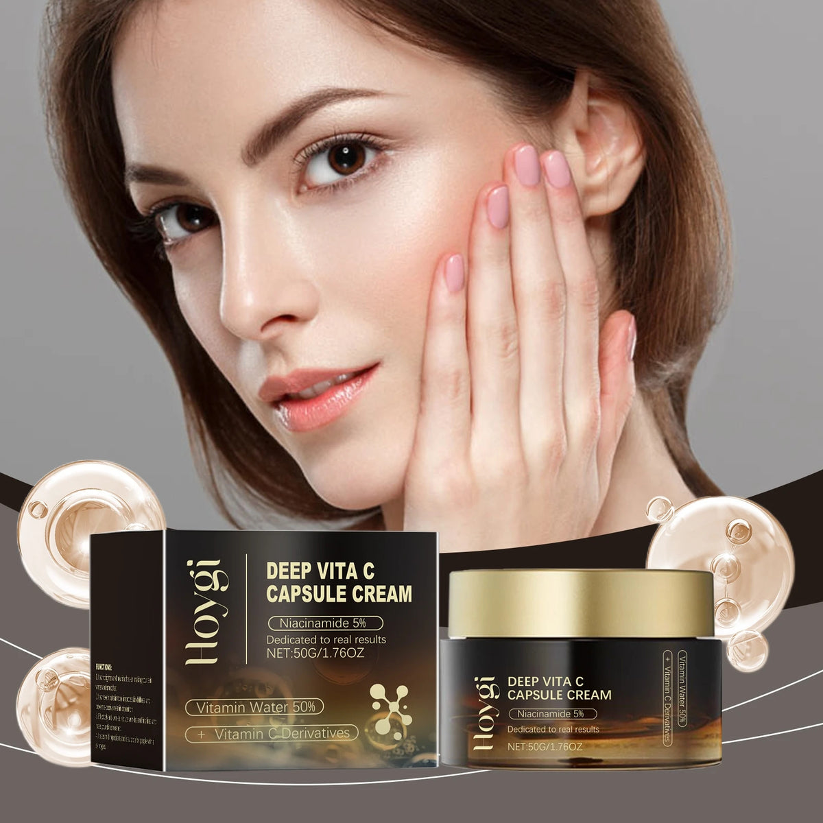 Deep Vitamin C Golden Capsule Face Moisturizer Liposome Capsules For Wrinkles Skin Radiance Glow Hydration Lightweight Skin Care