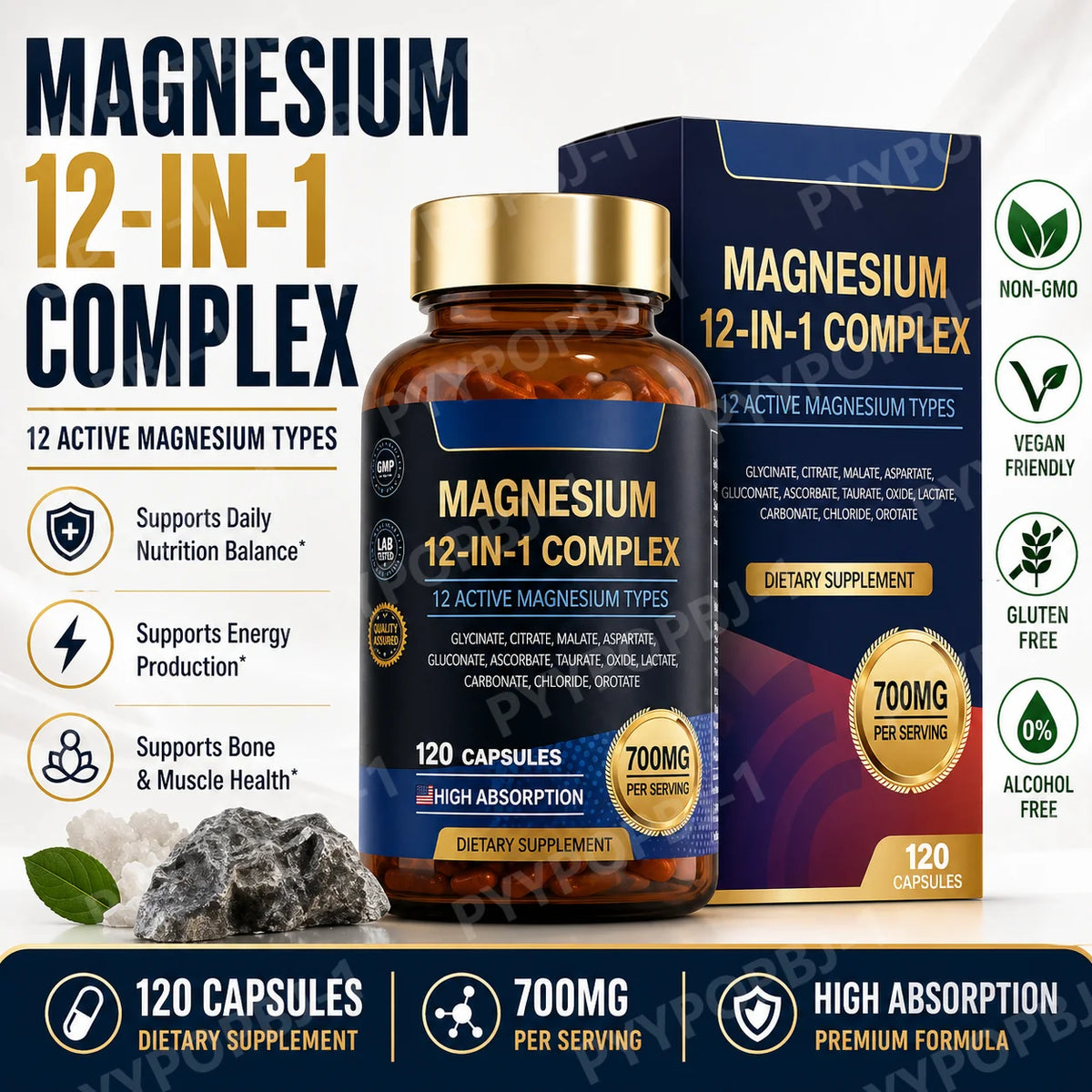 Garmtar 12-in-1 Magnesium Complex 700mg Max Bioavailability - Garmtar Pure Supplements