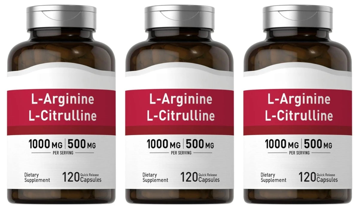 L-Arginine & L-Citrulline Complex (1500mg, 120 Count) – Dual-Action Nitric Oxide for Blood Flow & Physical Energy