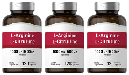 L-Arginine & L-Citrulline Complex (1500mg, 120 Count) – Dual-Action Nitric Oxide for Blood Flow & Physical Energy