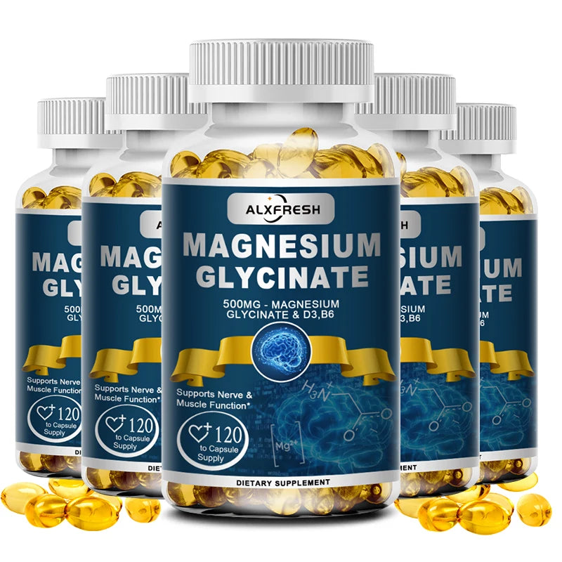 Ultra Pure Magnesium Glycinate 500mg with Zinc, Vitamin D3 & B6 – Muscle Relaxation, Nervous System Support, Deep Sleep & Fatigue Relief