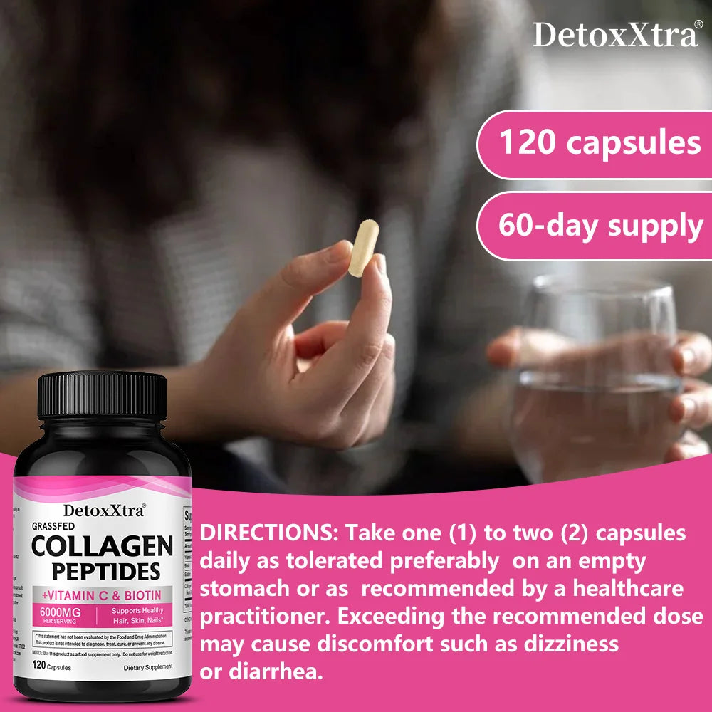 Collagen Supplement with Vitamin C & Biotin – Supports Hair, Skin, Nails, Joints, Bone & Anti-Aging, Skin Whitening Antioxidants
