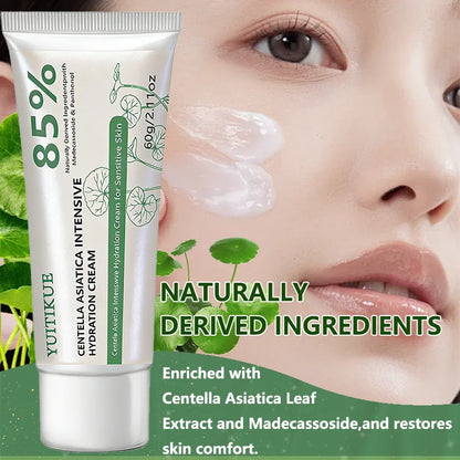 YUITIKUE Centella Asiatica Cream 85% Intensive Hydration Repair for Sensitive Skin with Panthenol 60g