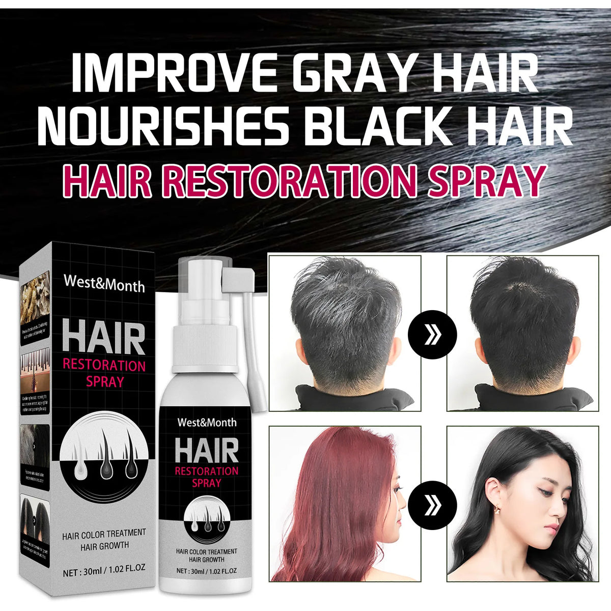 Gray White Hair Treatment Serum Cover White Hair | Premium Care
