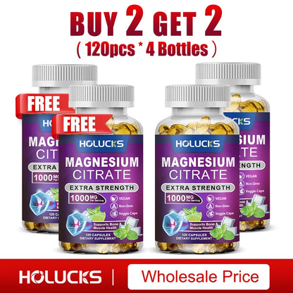 Buy 2 Get 2 Free! High Potency Magnesium Citrate Supplement -  for Muscle, Nerve, Bone and Heart Health Support, Gluten-Free