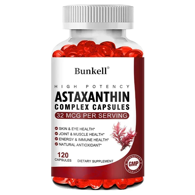 Astaxanthin 32 Mcg Supplement with EPA, DHA, Krill Oil, Supports Healthy Vision, Gut Health and Circulation, Strong Antioxidant